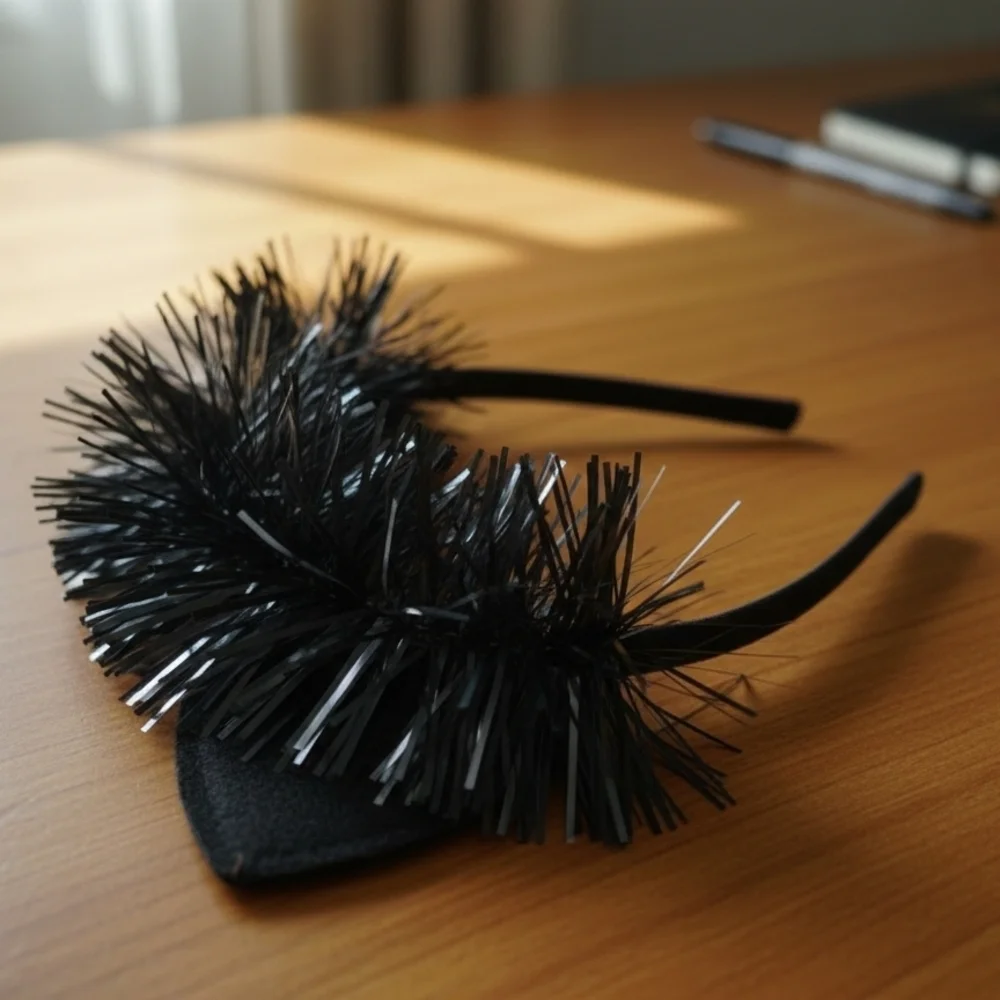Scünci Halloween Women's Black Cat Ear Headband with Lights (New)